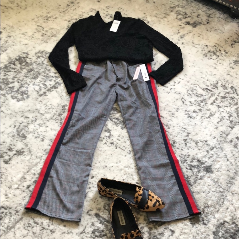 NWT A&F top and Bloomingdales striped pants